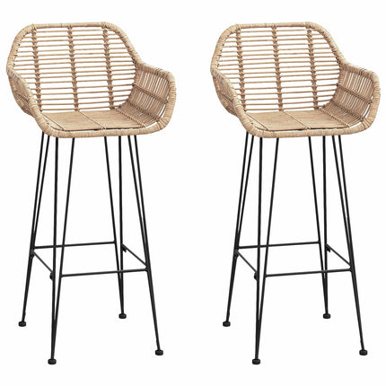 Barstol 2 pcs 55 x 52 x 105 cm Rattan och Järn
