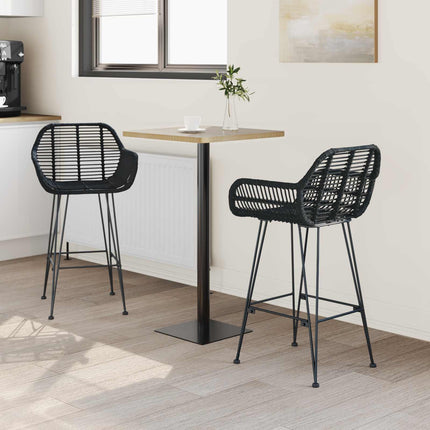 Barstol 2 pcs 55 x 52 x 92 cm Rattan och Järn