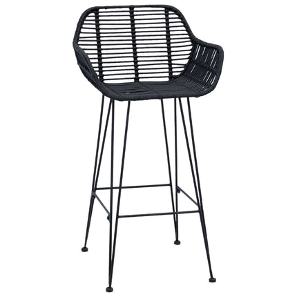 Barstol 2 st Svart 55 x 52 x 92 cm Rattan och Järn