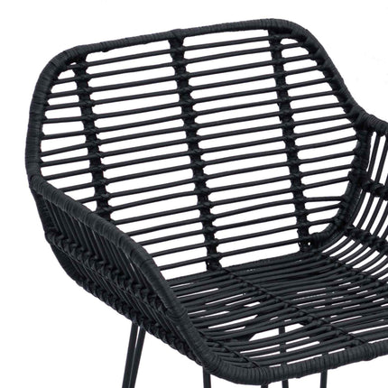 Barstol 2 pcs 55 x 52 x 105 cm Rattan och Järn