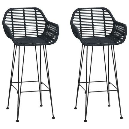 Barstol 2 st Svart 55 x 52 x 105 cm Rattan och Järn