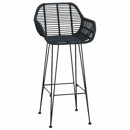 Barstol 2 st Svart 55 x 52 x 105 cm Rattan och Järn