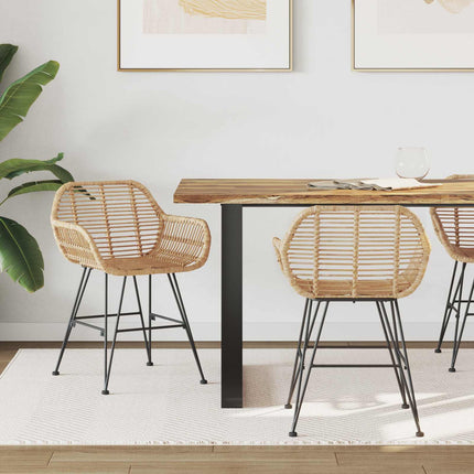 Matstol 2 pcs Rattan och Järn Naturfärg 55 x 50 x 74 cm