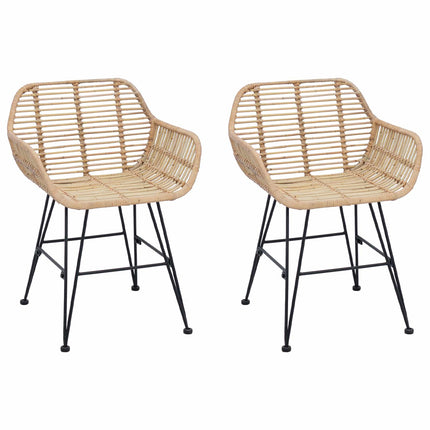 Matstol 2 pcs Rattan och Järn Naturfärg 55 x 50 x 74 cm