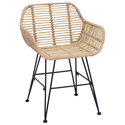 Matstol 2 st Rattan och Järn Naturfärg 55 x 50 x 74 cm