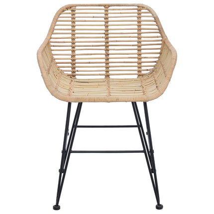 Matstol 2 pcs Rattan och Järn Naturfärg 55 x 50 x 74 cm
