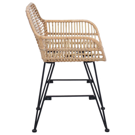 Matstol 2 pcs Rattan och Järn Naturfärg 55 x 50 x 74 cm