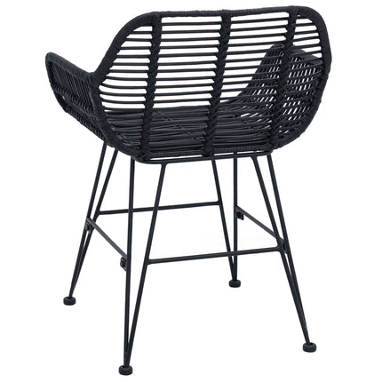 Matstol 2 pcs Rattan och Järn Svart 55 x 50 x 74 cm