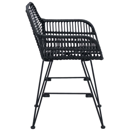 Matstol 2 pcs Rattan och Järn Svart 55 x 50 x 74 cm