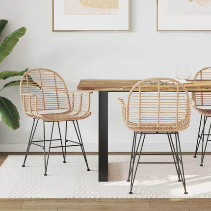 Matstol 2 st Rattan och Järn Naturfärg 57 x 55 x 85 cm