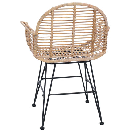 Matstol 2 pcs Rattan och Järn Naturfärg 57 x 55 x 85 cm