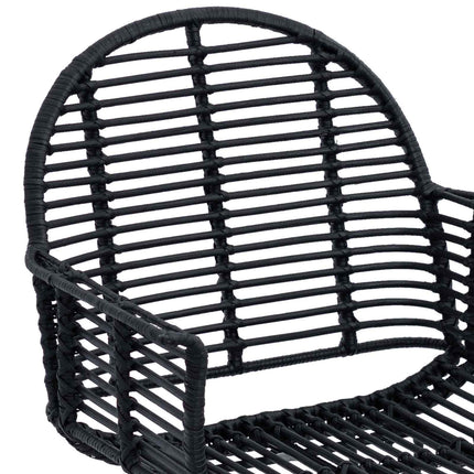 Matstol 2 st Rattan och Järn Svart 57 x 55 x 85 cm