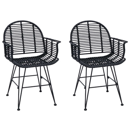 Matstol 2 pcs Rattan och Järn Svart 57 x 55 x 85 cm