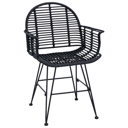 Matstol 2 st Rattan och Järn Svart 57 x 55 x 85 cm