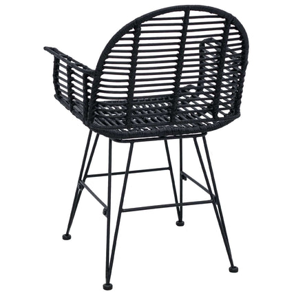 Matstol 2 pcs Rattan och Järn Svart 57 x 55 x 85 cm