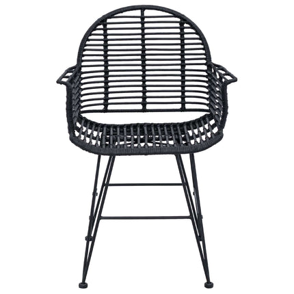 Matstol 2 st Rattan och Järn Svart 57 x 55 x 85 cm