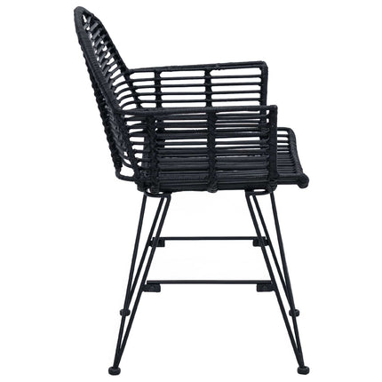 Matstol 2 st Rattan och Järn Svart 57 x 55 x 85 cm