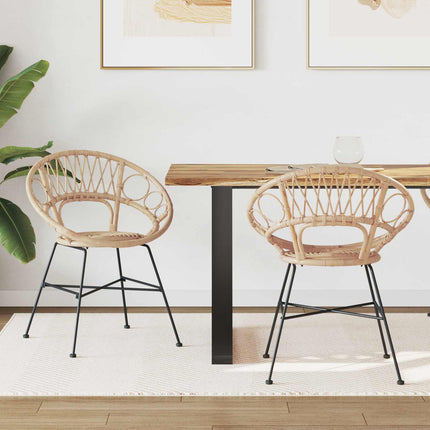 Matstol 2 pcs Rattan och Järn Naturfärg 54 x 65 x 82 cm