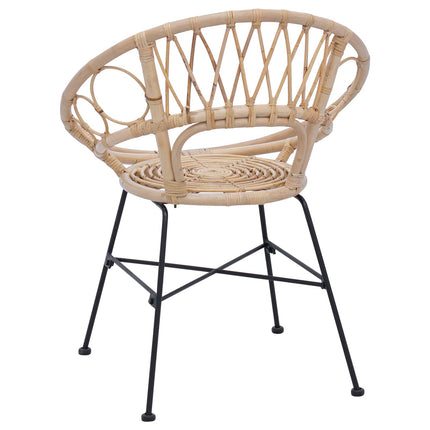 Matstol 2 pcs Rattan och Järn Naturfärg 54 x 65 x 82 cm
