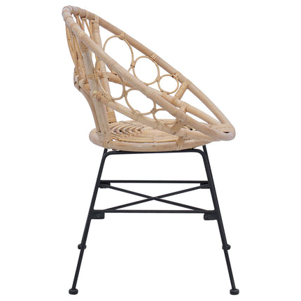 Matstol 2 pcs Rattan och Järn Naturfärg 54 x 65 x 82 cm