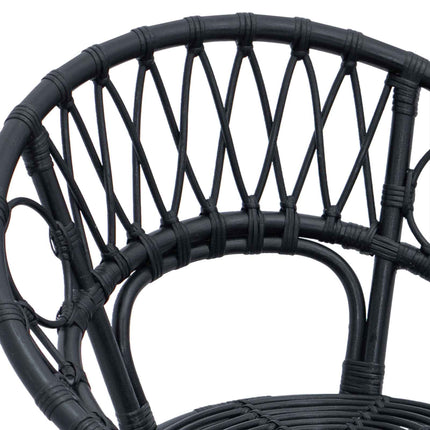 Matstol 2 pcs Rattan och Järn Svart 54 x 65 x 82 cm