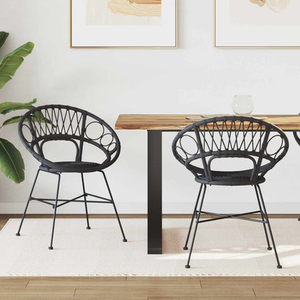 Matstol 2 st Rattan och Järn Svart 54 x 65 x 82 cm