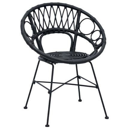 Matstol 2 st Rattan och Järn Svart 54 x 65 x 82 cm
