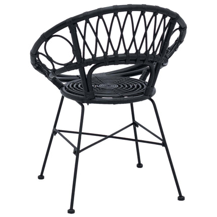 Matstol 2 pcs Rattan och Järn Svart 54 x 65 x 82 cm