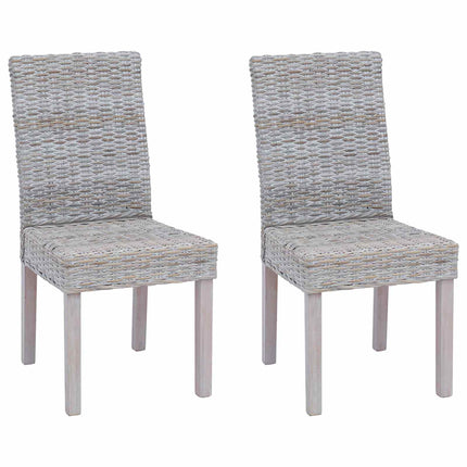 Matstol 2 pcs Kubu rotting och solid mahognyträ Vit tvätt