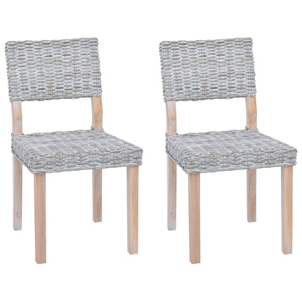 Matstol 2 pcs Kubu Rattan Vit tvätt 46 x 55 x 84 cm