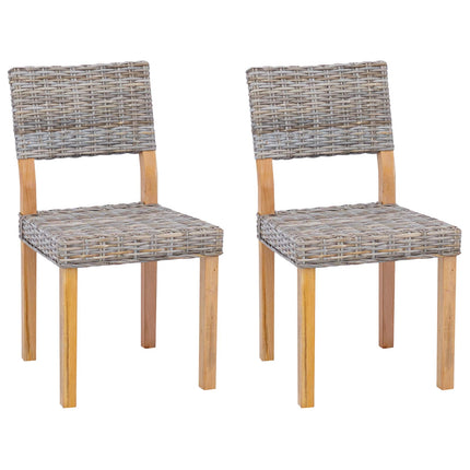 Matstol 2 pcs Kubu Rattan Kubu grå 46 x 55 x 84 cm
