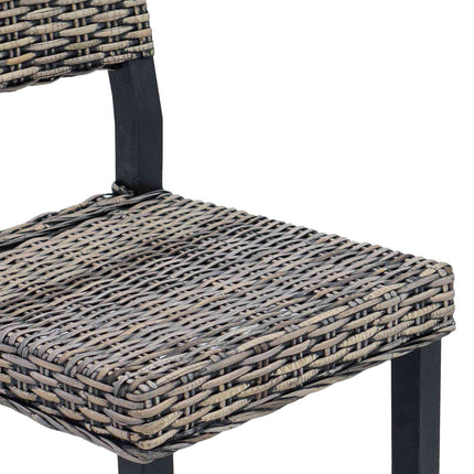 Matstol 2 pcs Kubu Rattan Svart tvätt 46 x 55 x 84 cm