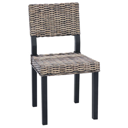 Matstol 2 st Kubu Rattan Svart tvätt 46 x 55 x 84 cm