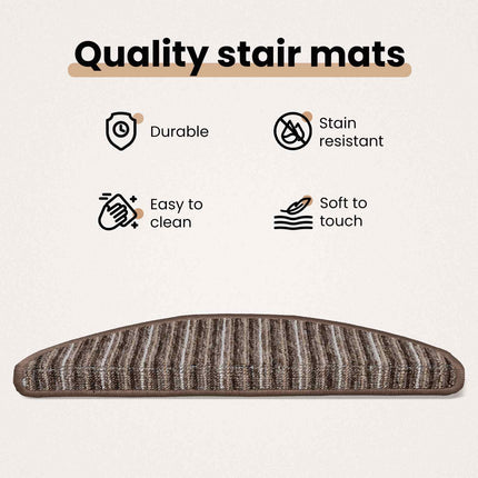 Självhäftande trappmattor 15 st 56 x 17 x 3 cm Non-Slip Brun