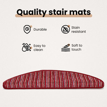 Självhäftande trappmattor 15 st 56 x 17 x 3 cm Non-Slip Röd