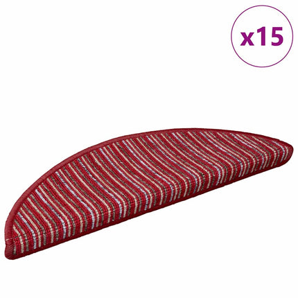 Självhäftande trappmattor 15 pcs Röd 56 x 17 x 3 cm