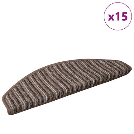 Självhäftande trappmattor 15 pcs Brun 65 x 21 x 4 cm