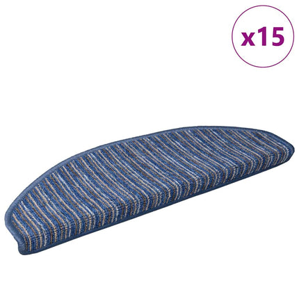 Självhäftande trappmattor 15 pcs Blå 65 x 21 x 4 cm