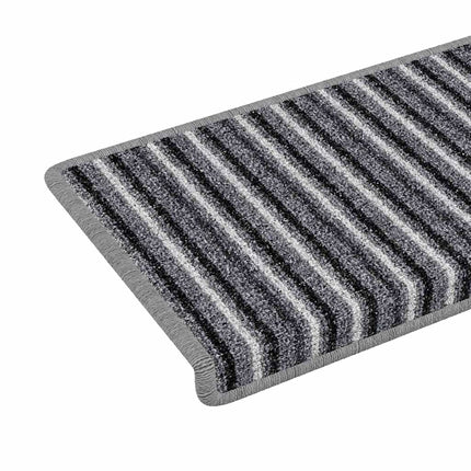 Självhäftande trappmattor Randig 15 pcs Grå 65 x 21 x 4 cm