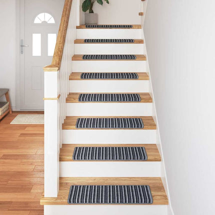 Självhäftande trappmattor Randig 15 pcs Grå 65 x 21 x 4 cm