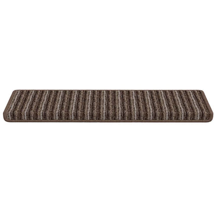 Självhäftande trappmattor Randig 15 pcs Brun 65 x 21 x 4 cm