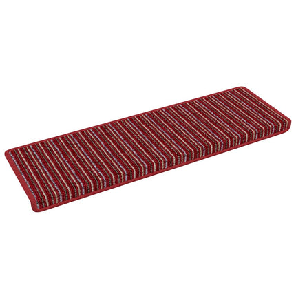 Självhäftande trappmattor Randig 15 pcs Röd 65 x 21 x 4 cm