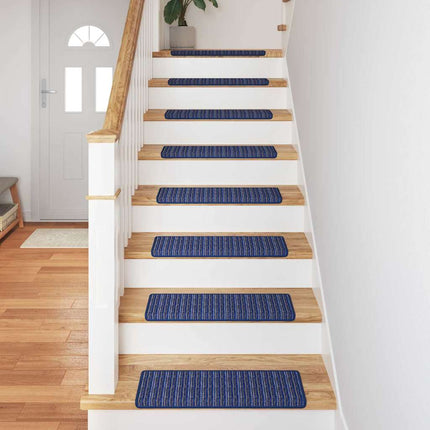 Självhäftande trappmattor Randig 15 pcs Blå 65 x 21 x 4 cm