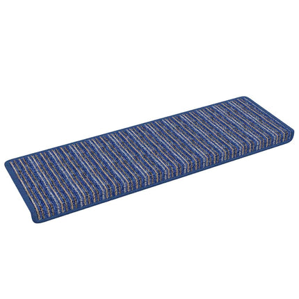Självhäftande trappmattor Randig 15 pcs Blå 65 x 21 x 4 cm