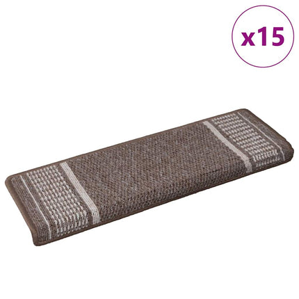 Självhäftande trappmattor 15 st 65 x 21 x 4 cm Non-Slip Brun