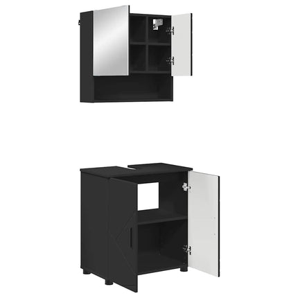 Badrumsmöbelset 2 st Svart 61 x 35 x 64 cm