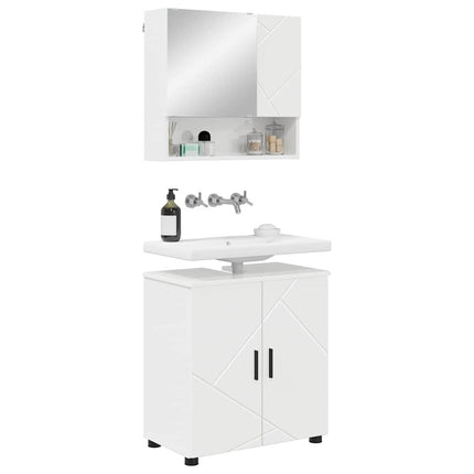 Badrumsmöbelset 2 st Högblanka vita 61 x 35 x 64 cm