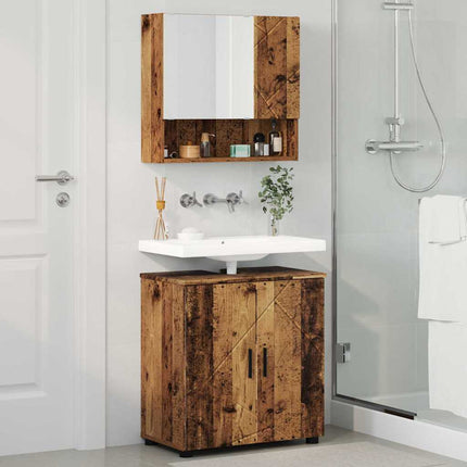 Badrumsmöbelset 2 st Gammalt trä 61 x 35 x 64 cm
