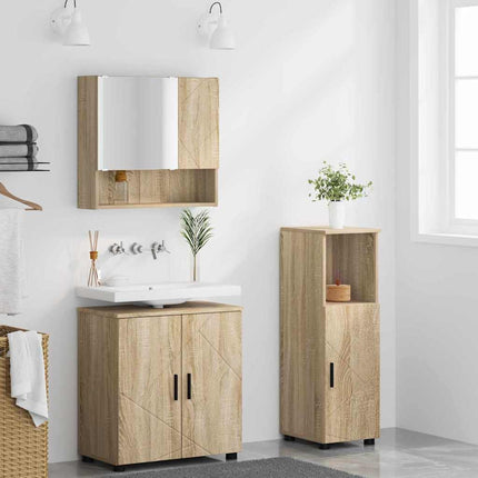 Badrumsmöbelset 3 pcs Sonoma-ek Konstruerat trä & Metall