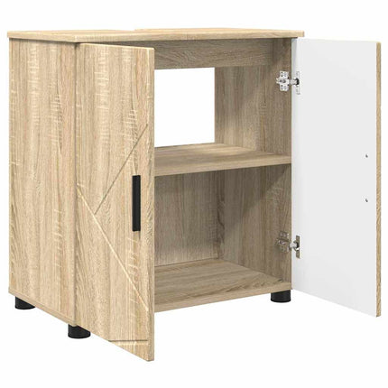 Badrumsmöbelset 3 pcs Sonoma-ek Konstruerat trä & Metall